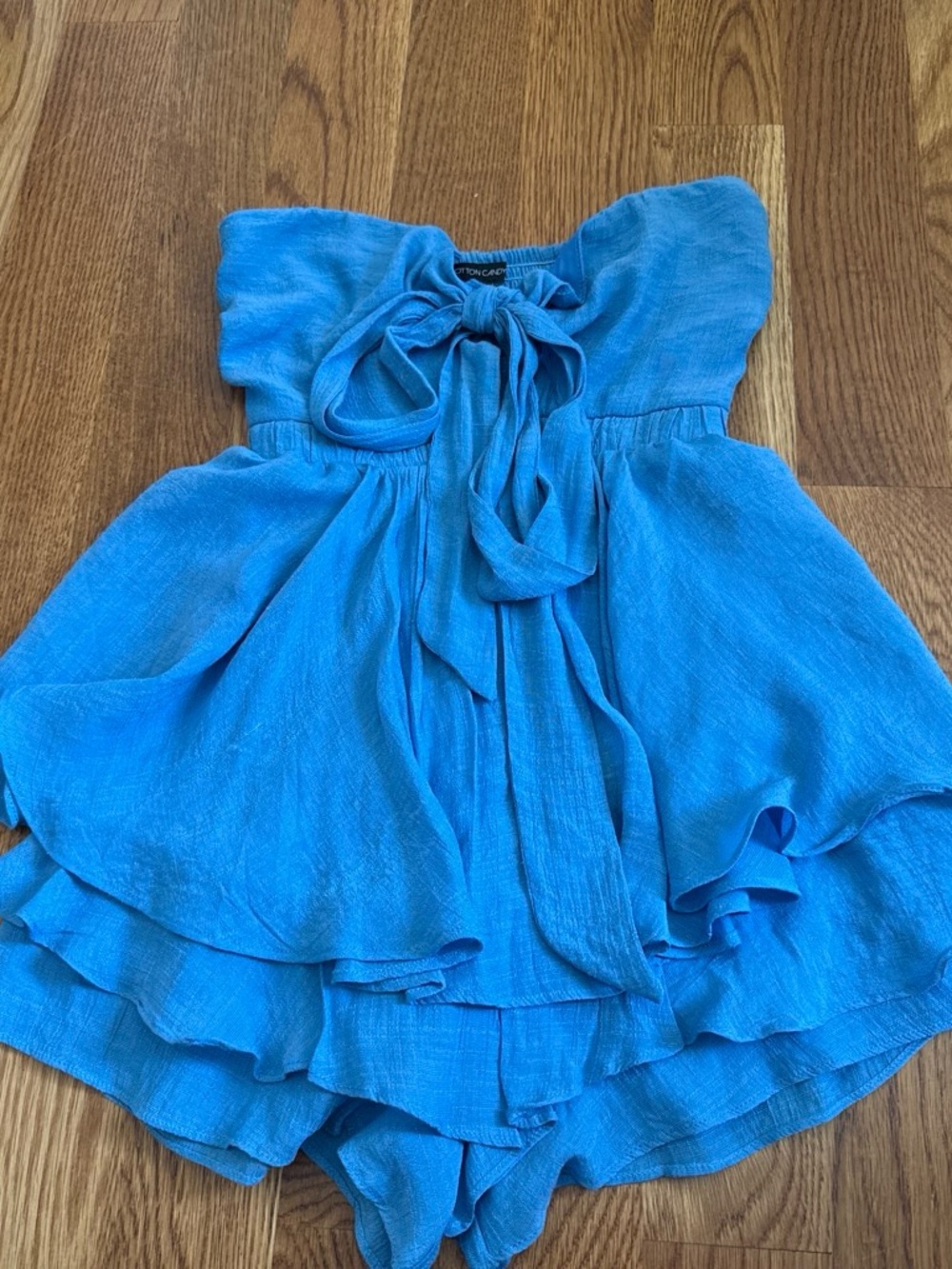 blue ruffle bow romper